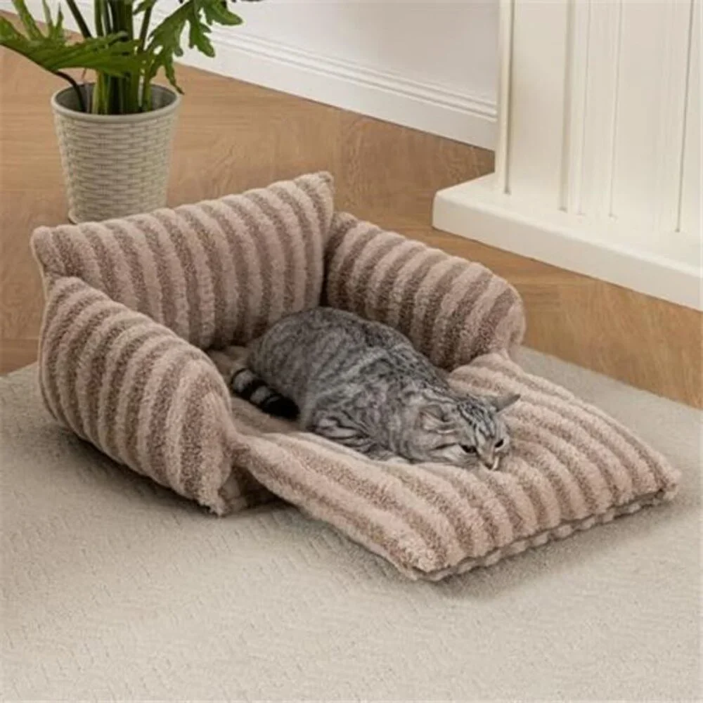 Fluffy Cat Bed Plush Pet Sofa Orthopedic Kitten Bed Small Dog Pet Bed Cushion